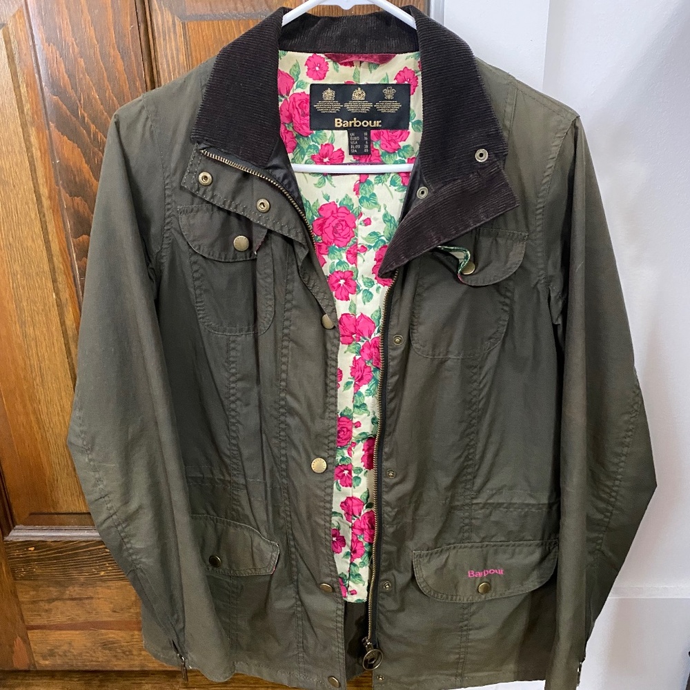 Barbour waxed cotton jacket size 6